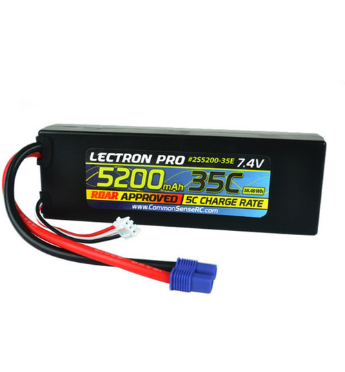 Common Sense RC Lectron Pro 7.4v 5200mah 35c LiPo Battery with Ec3 CMS2S5200-35E