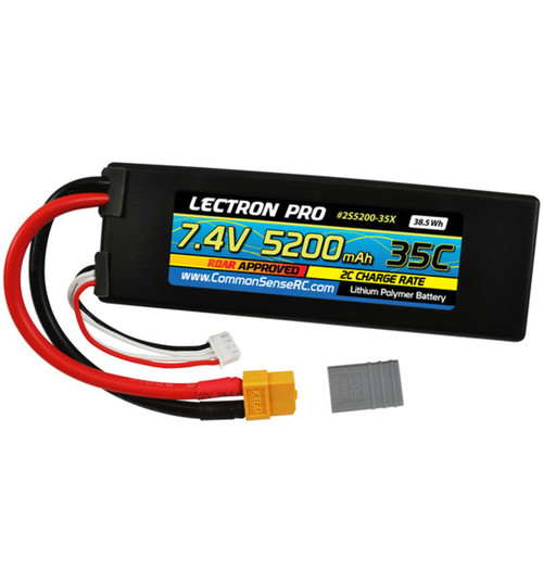 Common Sense RC Lectron Pro 7.4v 5200mah 35c LiPo Battery Xt60 CMS2S5200-35X