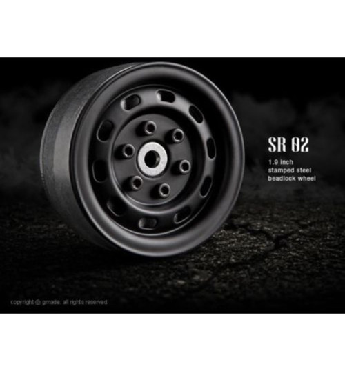 Junfac 1.9 Sr02 Beadlock Wheels Matt Black -12mm hex - pair GMA70174