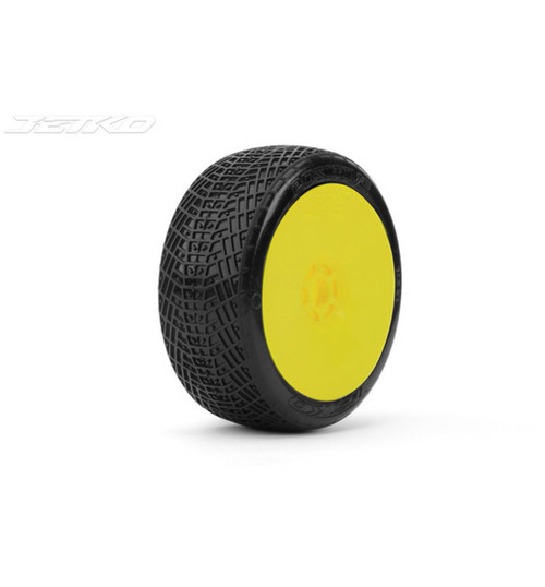 Jetko Tires Positive 1/8 Buggy Tires Mounted On Yellow Dish Rims JKO1006DYUSG