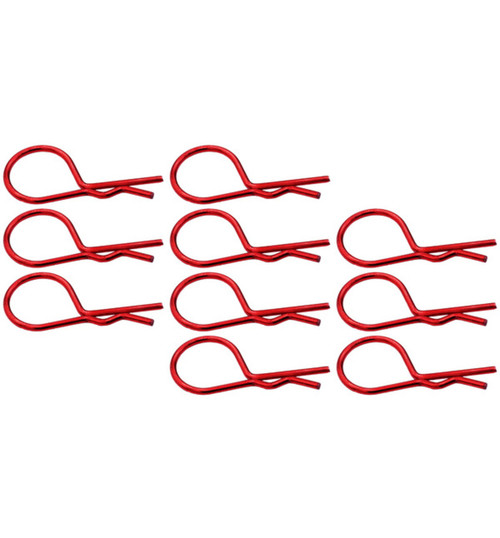 Hot Racing Red Bent Body Clips 28mm long 1.2mm wire (10) AC02M02