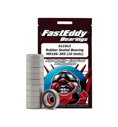 FastEddy Bearings 6x10x3 Rubber Sealed Bearing MR106-2RS 10 Units TFE274