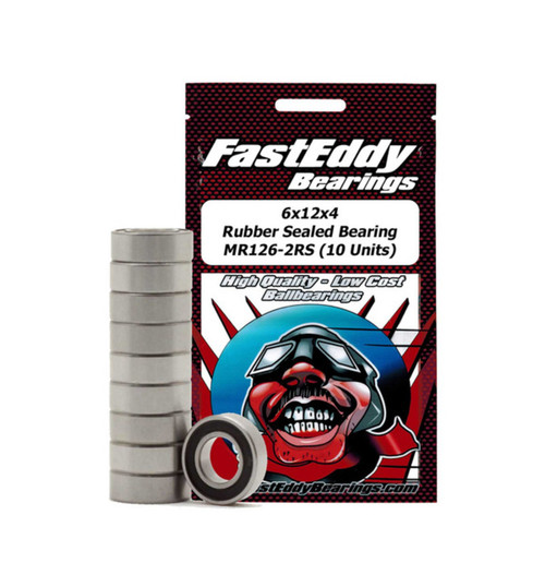 FastEddy Bearings 6x12x4 Rubber Sealed Bearing MR126-2RS 10 Units  TFE272