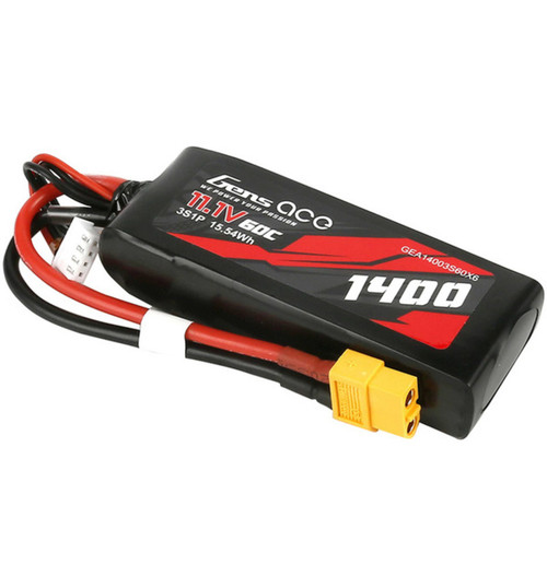 Gens Ace 11.1V 1400mAh 3S 60C LiPo: XT60 GEA14003S60X6