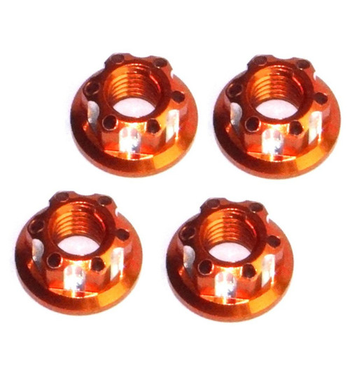 X Spede Orange Aluminum M5 Serrated Flange Wheel Nuts LN5X03