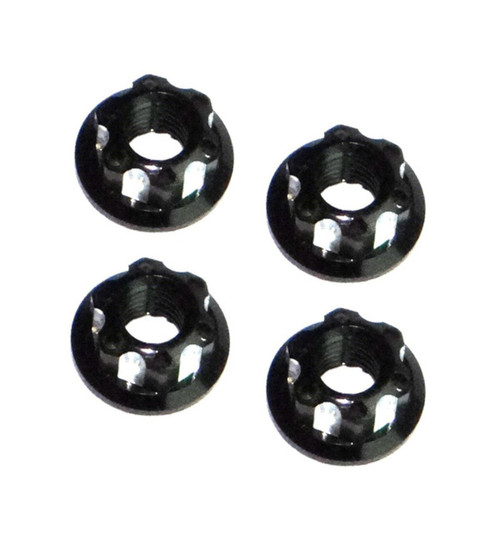 X Spede Black Aluminum M5 Serrated Flange Wheels Nuts (4) LN5X01