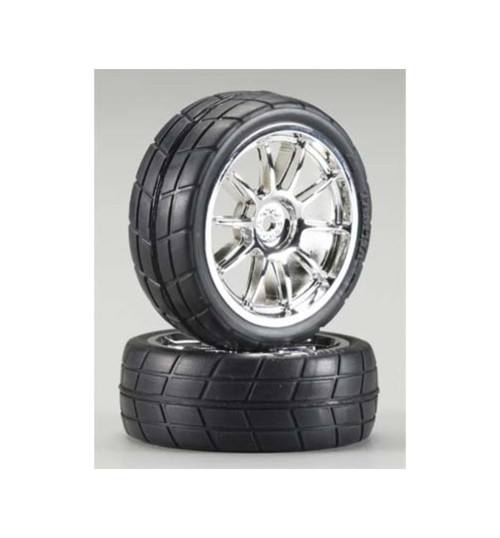 Tamiya 10-Spke Metal Plated Wheels Tires (2) TAM53956
