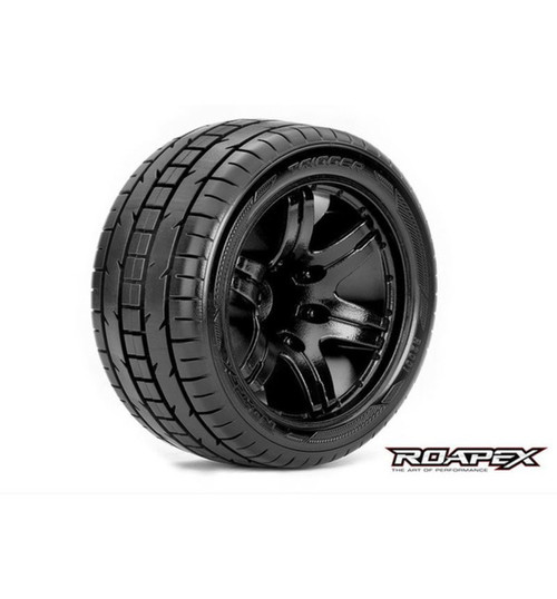 Roapex R/C Trigger 1/10 Stadium Truck Tire Black Wheel w/ 1/2 Offset ROPR2001-B2