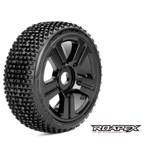 Roapex R/C Roller 1/8 Buggy Tire Black Wheel with 17mm Hex Mounted ROPR5003-B