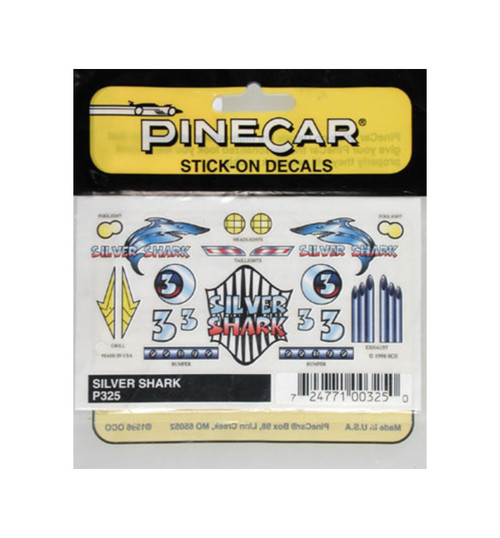 Pinecar Stick-On Decals Silver Shark PIN325