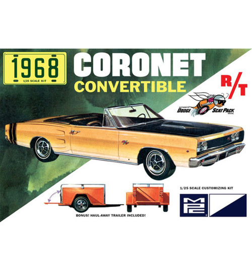 MPC 1968 D0DGE Coronet Convertible w/Trailer 1/25 Plastic Model Kit MPC978
