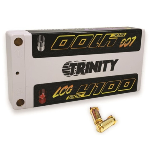 Trinity White Carbon 2s 7.4v 4100mah 120c Lcg LiPo Battery Pack w/5mm TRITEP2314