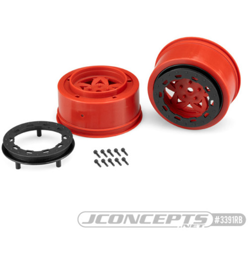 JConcepts Tremor Slash Rear Slash 4x4 F & R Wheel - Red Wheel / Black JCO3391RB