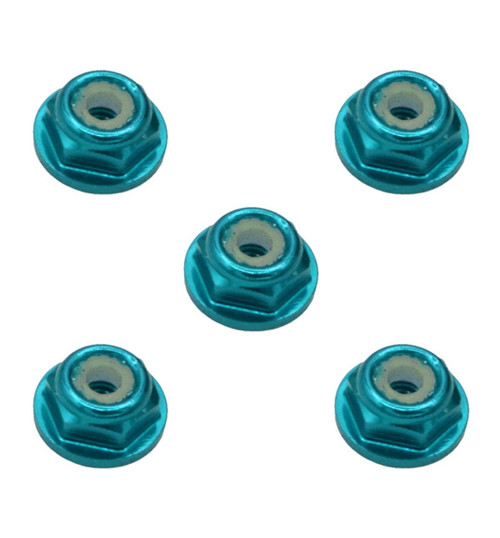 X Spede 3mm Light Blue Flanged Lock Nut (5) LNF3T06