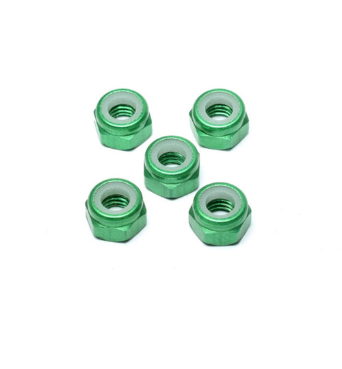 X Spede M5 Aluminum Locknuts with Nylon Inserts (5)(Green) LNM505