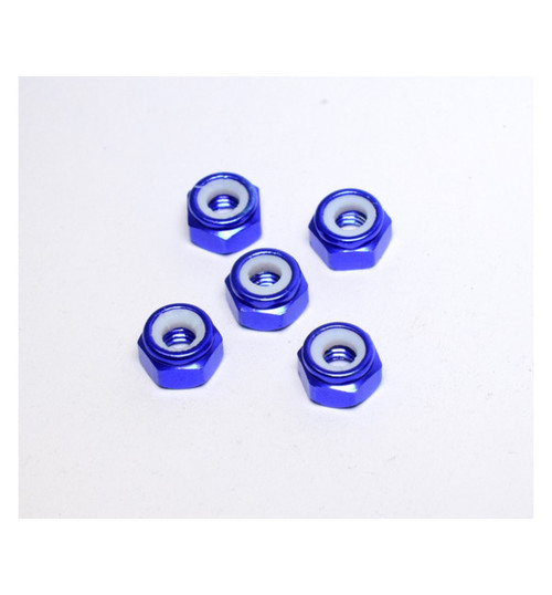 X Spede M4 Aluminum Locknuts with Nylon Inserts (5)(Blue) LNM406