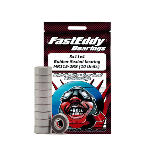 FastEddy Bearings 5x11x4 Rubber Sealed Bearing MR115-2RS 10 Units TFE268