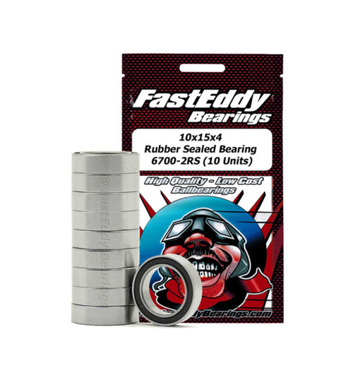 FastEddy Bearings 10x15x4 Rubber Sealed Bearing 6700-2RS 10 Units  TFE273