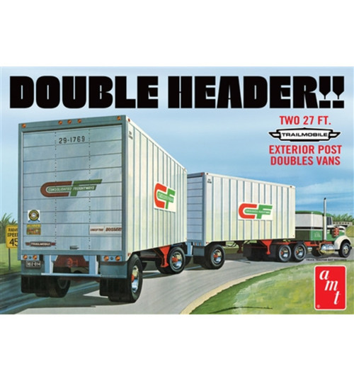 AMT 1/25 Tandem Van Trailers Double Header Model Kit AMT1132