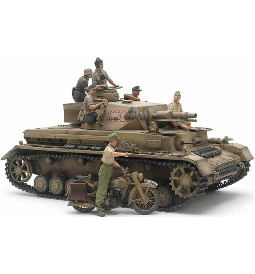 Tamiya 1/35 German Tank Panzerkampfwagen IV Ausf.F & Motorcycle Set TAM25208