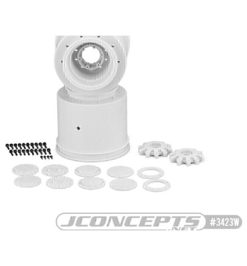 JConcepts Aggressor Tire wheel White w/intrchngble hubs 2 JCO3423W