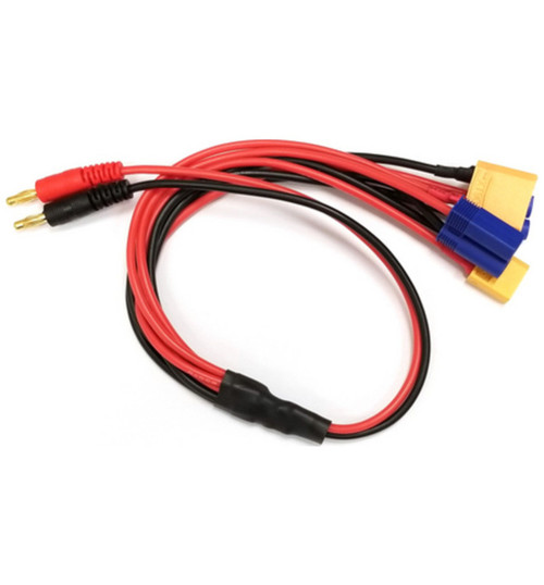 Racers Edge 4-Function Charge Adapter to Male 4mm Bullets (Xt60 Xt90 Ec3 RCE1661