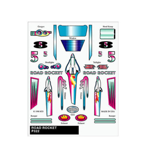 Pinecar Stick-On Decals Road Rocket PIN322