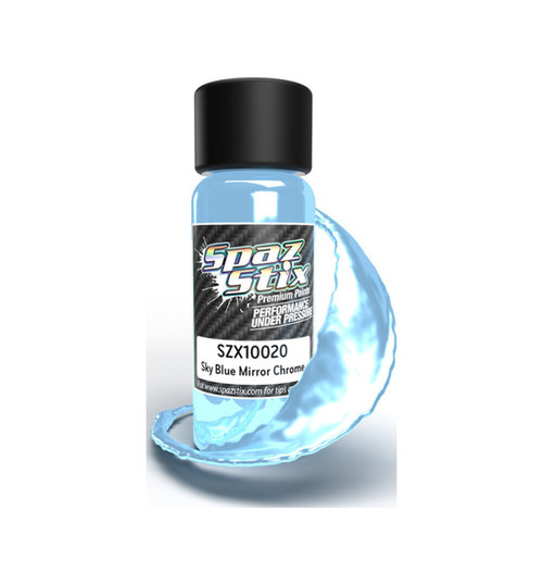 Spaz Stix Sky Blue Mirror Chrome Airbrush Ready Paint 2oz Bottle SZX10020
