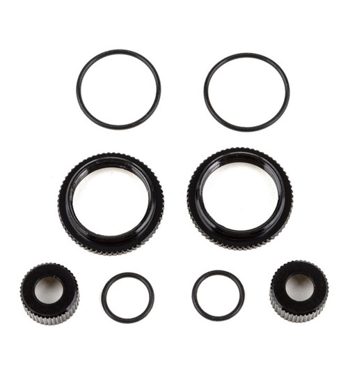 Associated 13mm Shock Collar and Seal Retainer Set black aluminum ASC91929