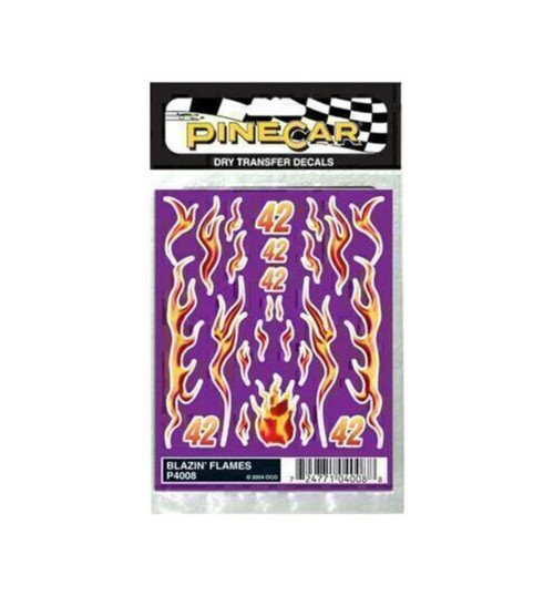 Pinecar Dry Transfer Decals Blazin Flames PIN4008