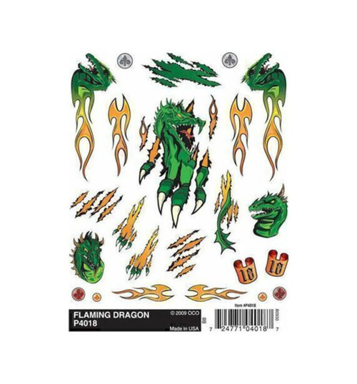 Pinecar Dry Transfer Decals Flaming Dragon PIN4018