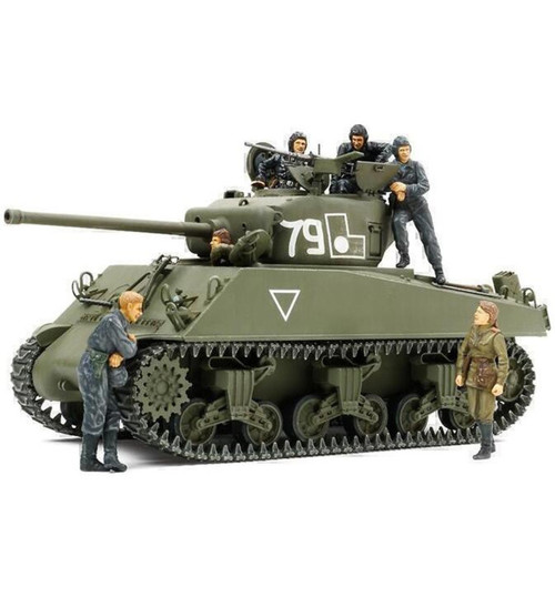 Tamiya 1/35 Wwii M4a2 Sherman Tank & Crew Plastic Model Kit TAM25105