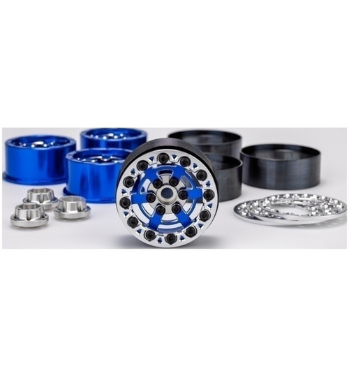 JConcepts Bulls Eye - 2.0 6 Slot Crawler Wheel Blue W/ Silver Chamfer JCO5253