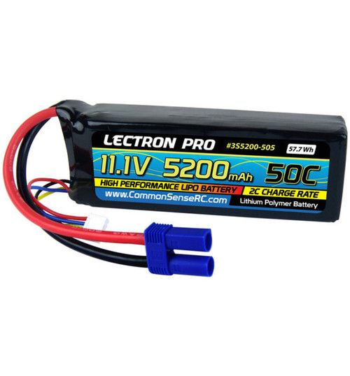Common Sense RC Lectron Pro 11.1v 5200mah 50c LiPo Battery CMS3S5200-505