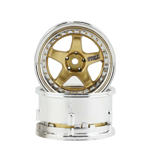 DS Racing Drift Element 5 Spoke Drift Wheels (Gold & Chrome w/Gold DSC-DE-018