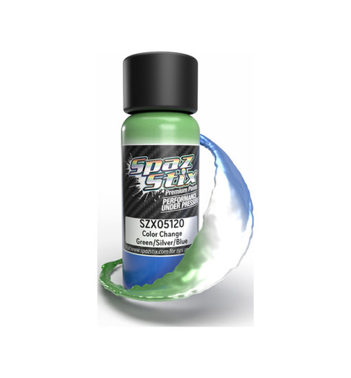 Spaz Stix Color Change Airbrush Paint, Green/Silver/Blue, 2oz Bottle SZX05120