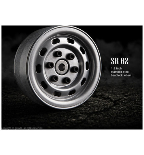 Junfac 1.9 Sr02 Beadlock Wheels Semigloss Silver 12mm Hex - Pair GMA70172