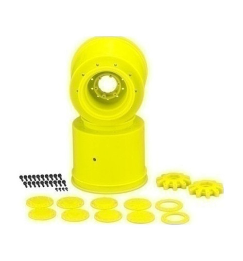 JConcepts Aggressor Tire wheel Yllw w/intrchngble hubs 2 JCO3423Y