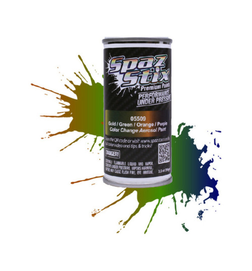Spaz Stix Color Change Aerosol Paint Gold/Green/Orange/Purple 3.5oz Can SZX05509