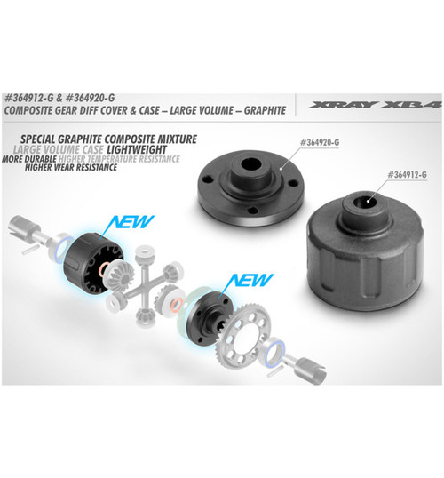 Xray Composite gear differential cover - large volume - graphite XRA364920-G