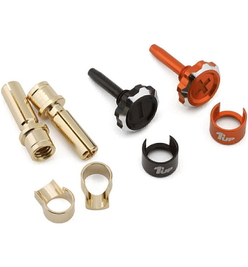 1UP Racing Lockdown Adjustable Bullet Plug Grips W/4mm Bullets Orange 1UP190446