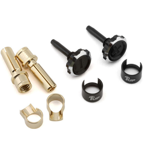 1UP Racing Lockdown Adjustable Bullet Plug Grips W/4mm Bullets Black 1UP190440