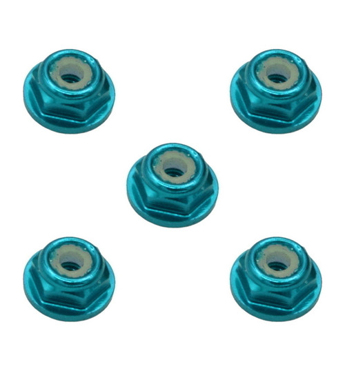 X Spede 3mm Light Blue Flanged Lock Nut (5) LNF3T06
