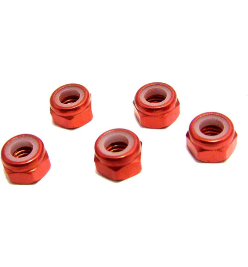 X Spede M5 Aluminum Locknuts with Nylon Inserts (5)(Orange) LNM503
