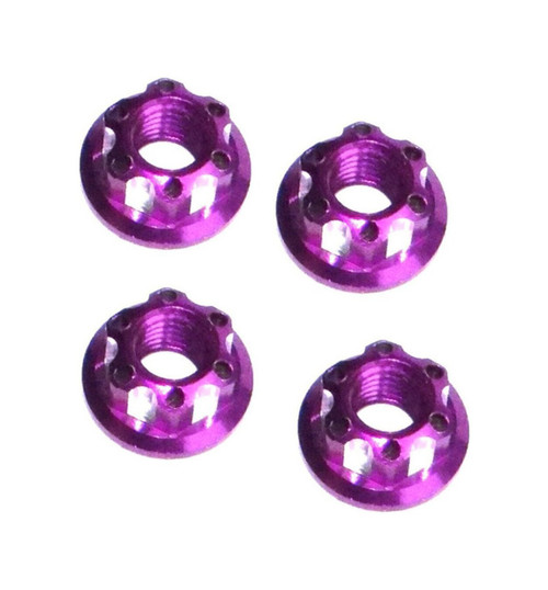 X Spede Purple Aluminum M5 Serrated Flange Wheels Nuts LN5X07