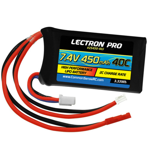 Common Sense RC 7.4V 450mAh 40C LiPo Battery with JST and SCX24 CMS2S450-40J