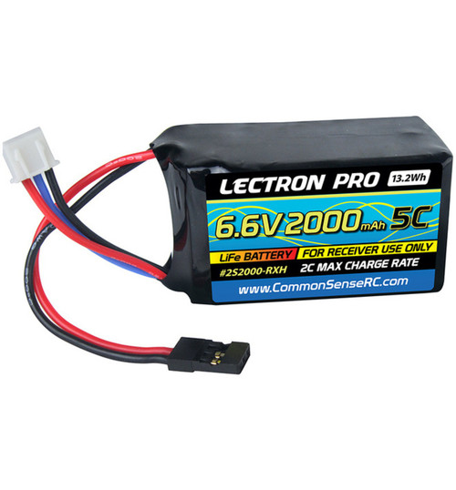 Common Sense RC Lectron Pro 6.6v 2000mah 5c Life Receiver Hump Pac CMS2S2000-RXH