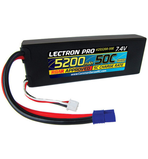 Common Sense RC Lectron Pro 7.4v 5200mah 50c LiPo Battery with Ec3 CMS2S5200-50E