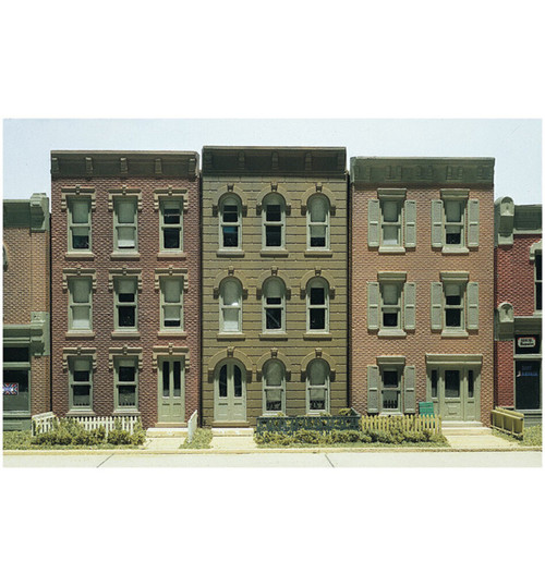 Woodland Scenics 1/87 Townhouse Flats - 3 Fronts Only - HO Scale Kit WOO11400