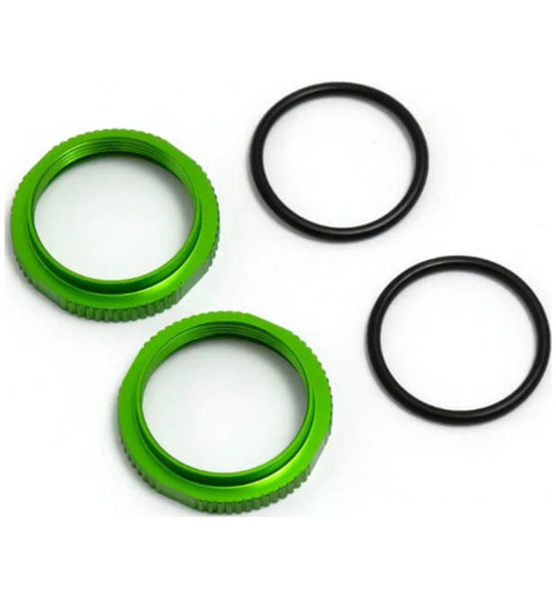 Tekno RC Shock Adjustment Nuts (short aluminum GREEN ano 2 pieces) TKR6013BG